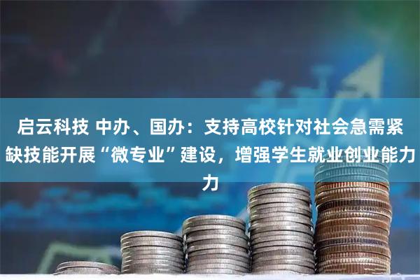 启云科技 中办、国办：支持高校针对社会急需紧缺技能开展“微专业”建设，增强学生就业创业能力
